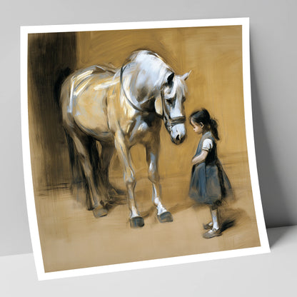 A Quiet Greeting horse & rider art print