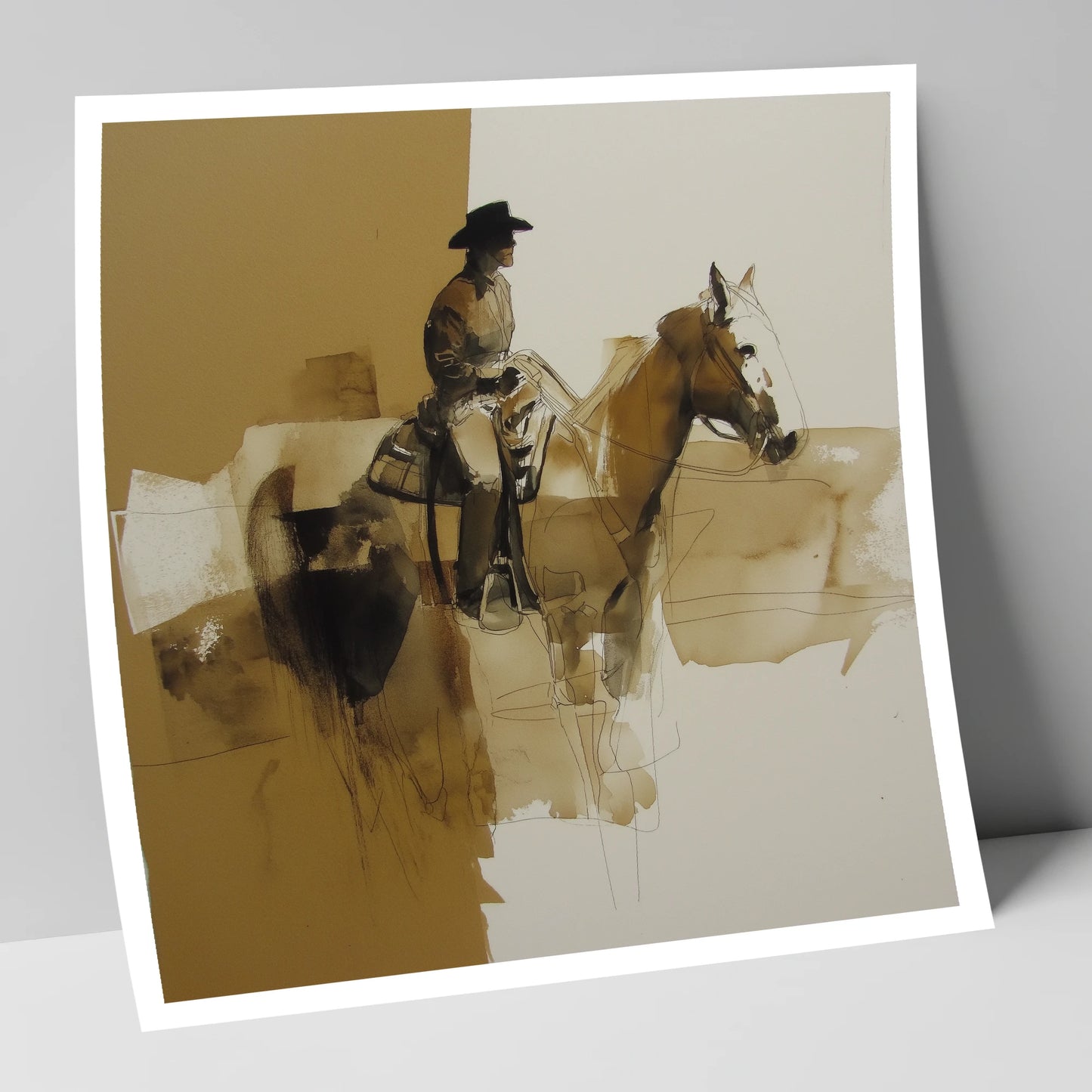 Solitary Western Rider western horse art print