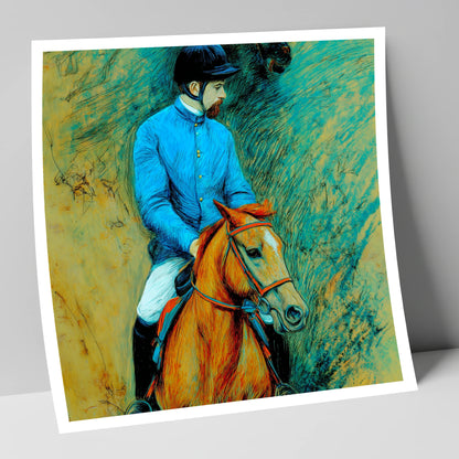 The Cerulean Jockey racing horse art print