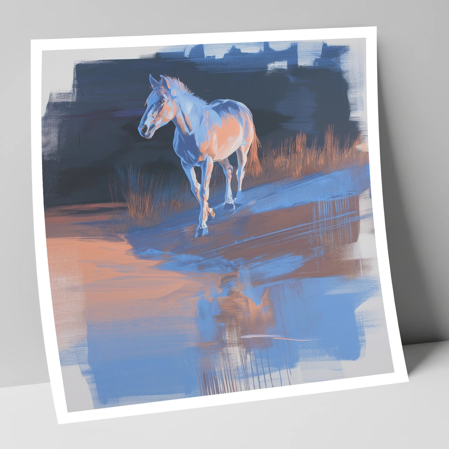 Cobalt Dawn Crossing horse landscape art print