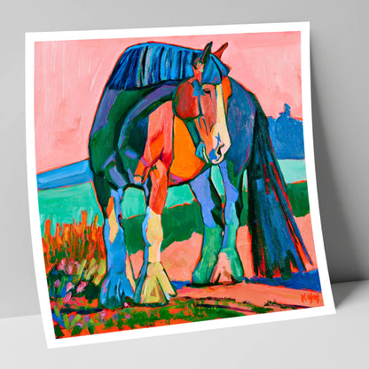 Colourful Shire Horse Portrait horse breed art print
