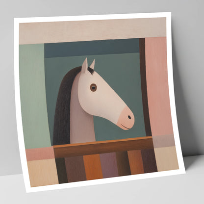 The Quiet Stable Companion horse stable art print
