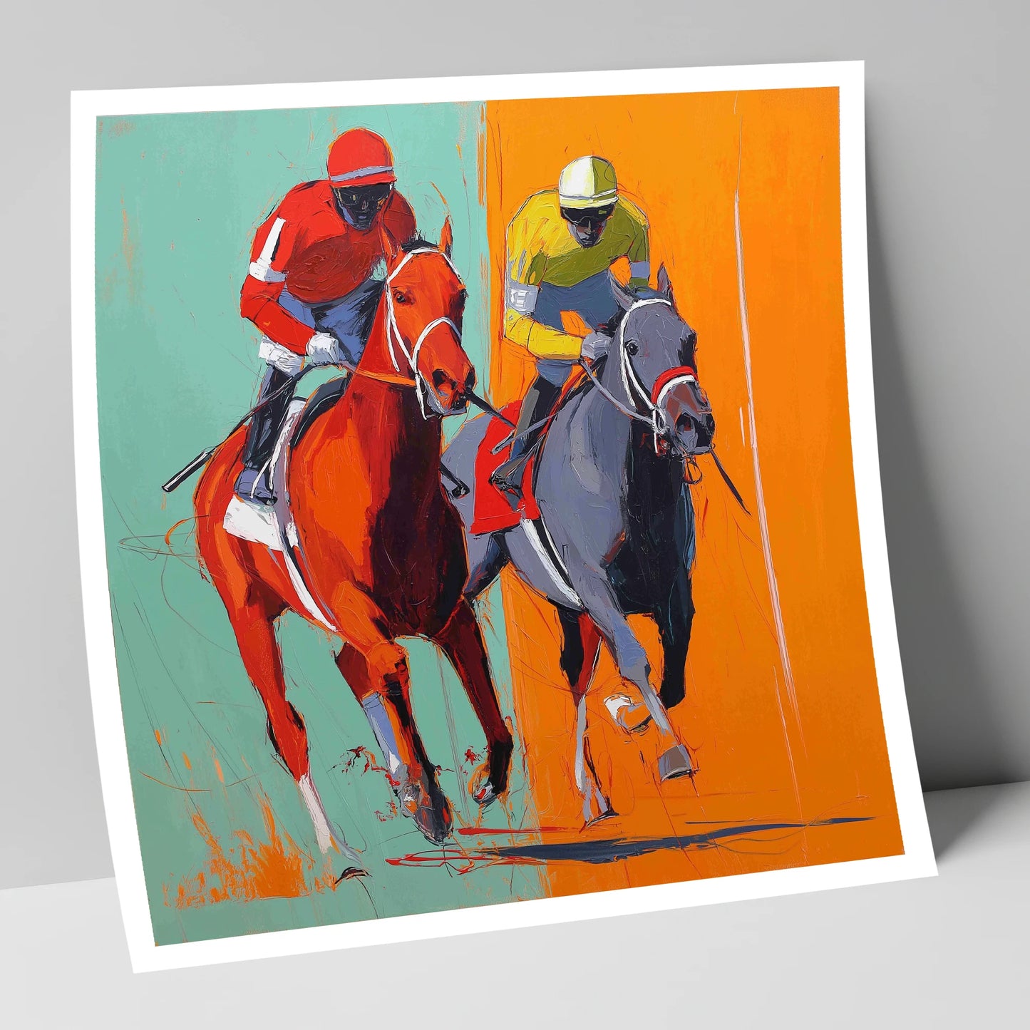 Neck and Neck racing horse art print