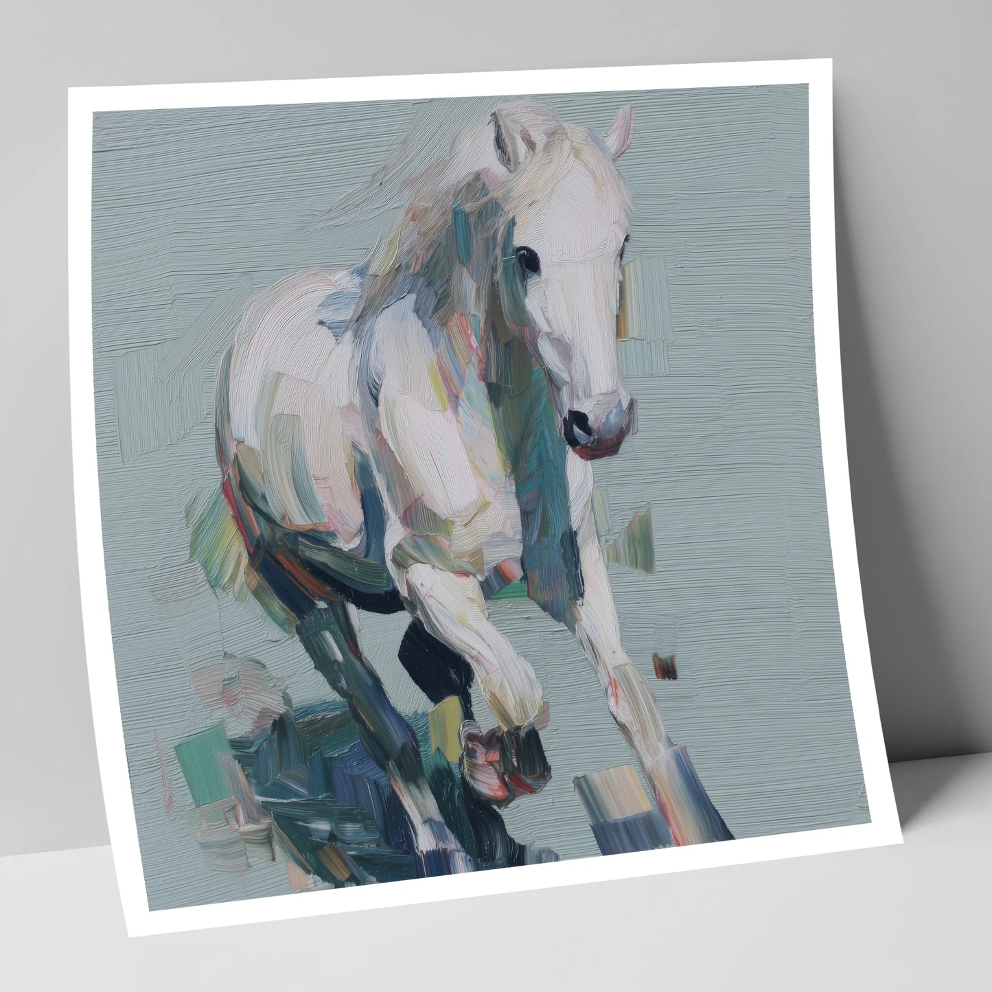Expressive Grey Canter horse breed art print