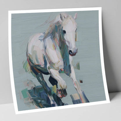 Expressive Grey Canter horse breed art print