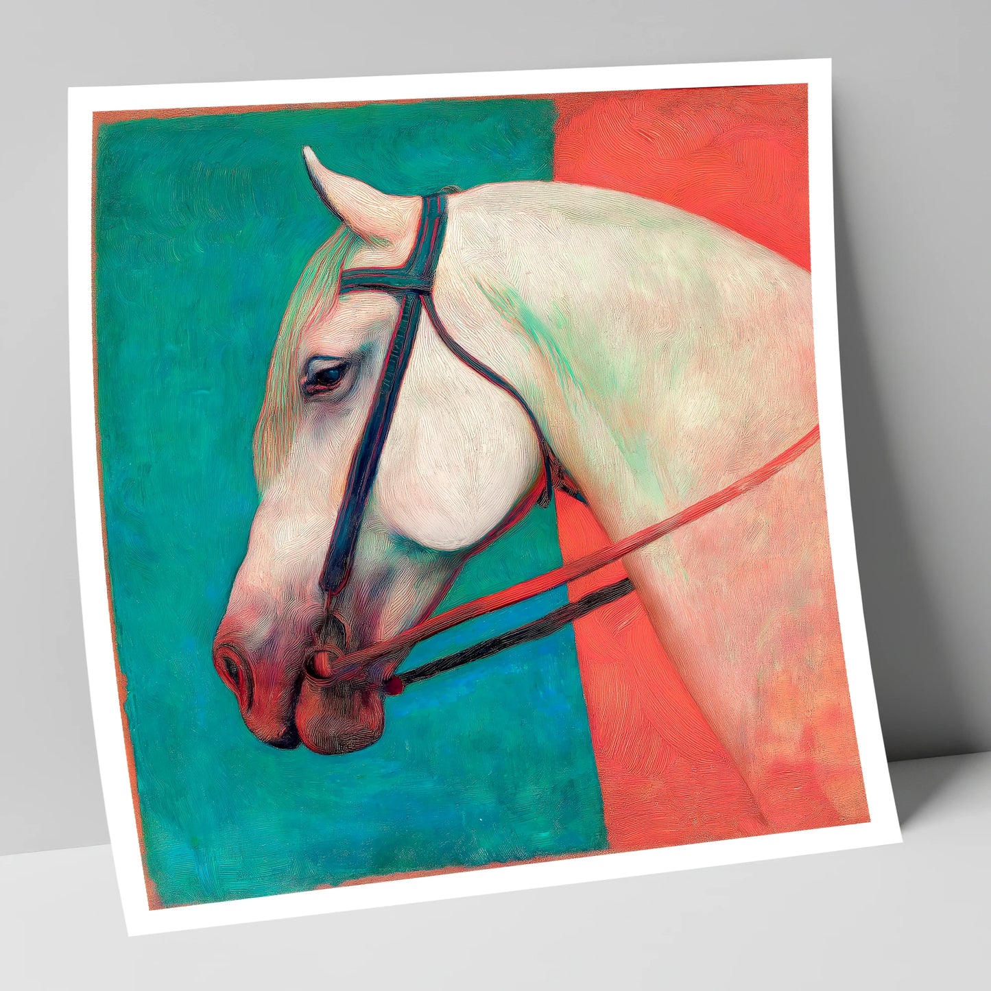 Crimson and Emerald Profile horse breed art print