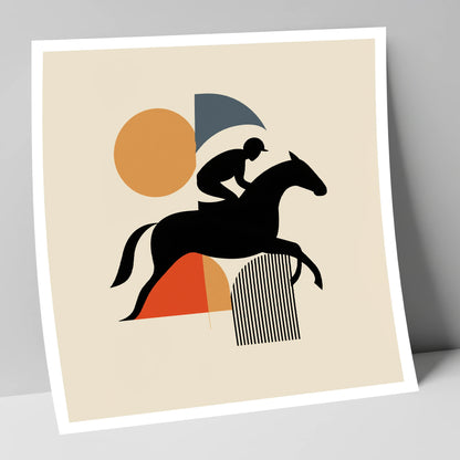 Mid-Century Racing Silhouette racing horse art print