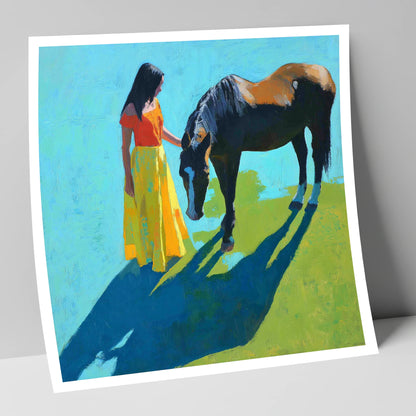 Sunlit Connection horse & rider art print