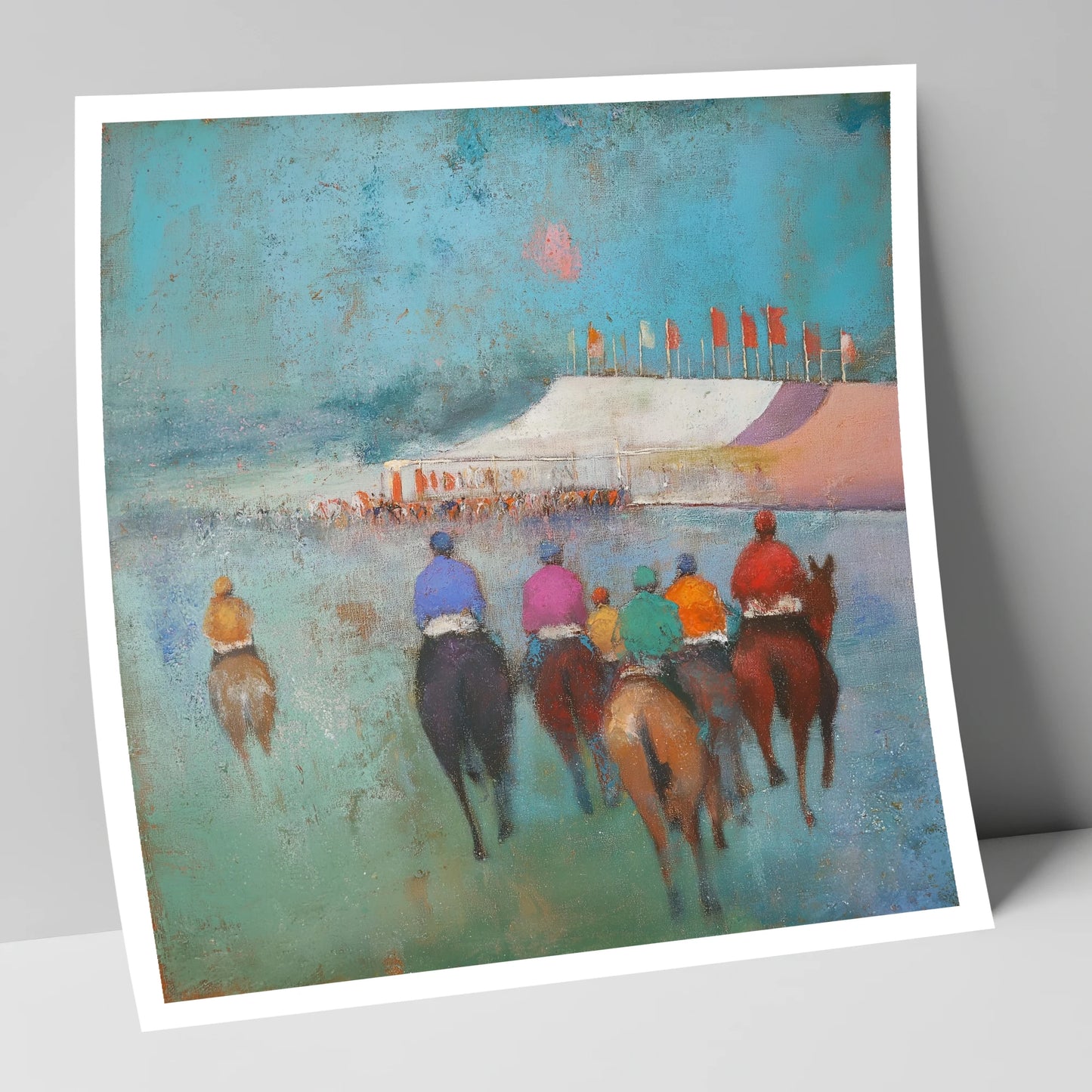 Heading to the Post racing horse art print
