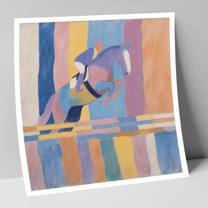 Pastel Flight show jumping horse art print