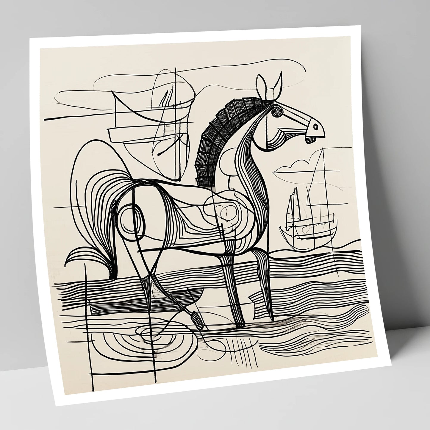 Abstract Coastal Equine beach horse art print