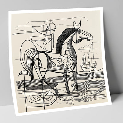 Abstract Coastal Equine beach horse art print