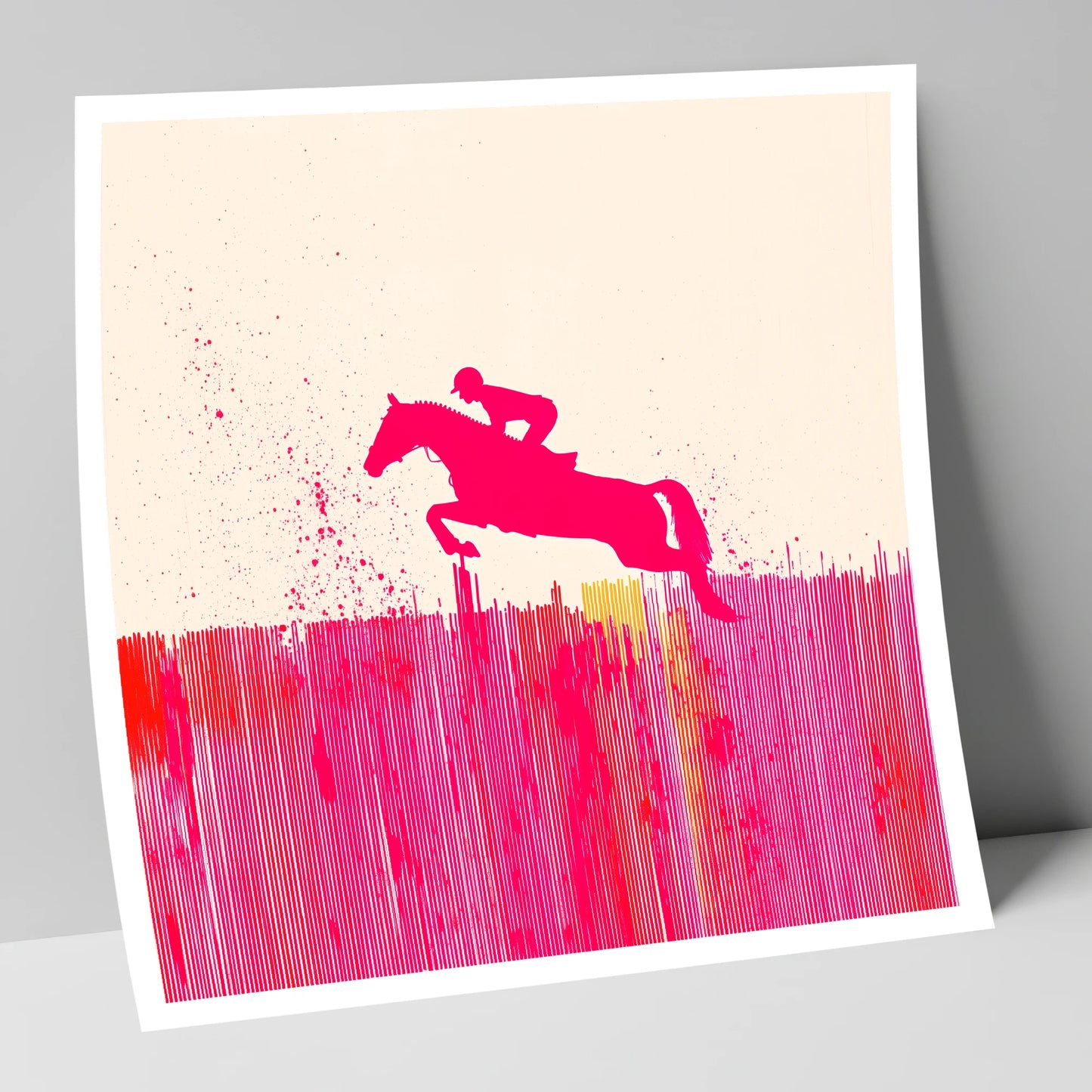 Vibrant Magenta Leap show jumping horse art print