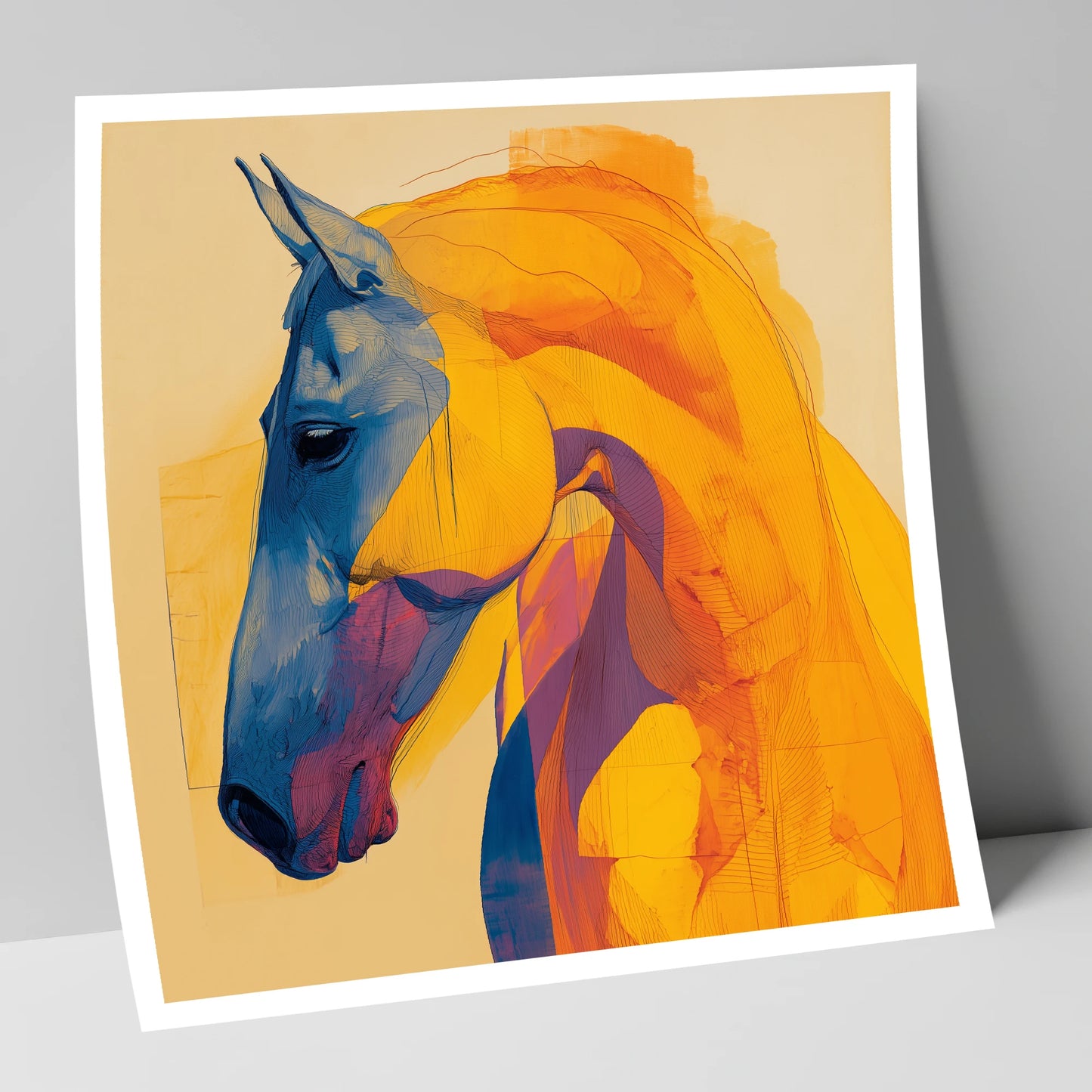 Cobalt and Gold Contour horse breed art print