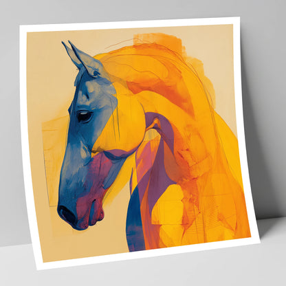Cobalt and Gold Contour horse breed art print