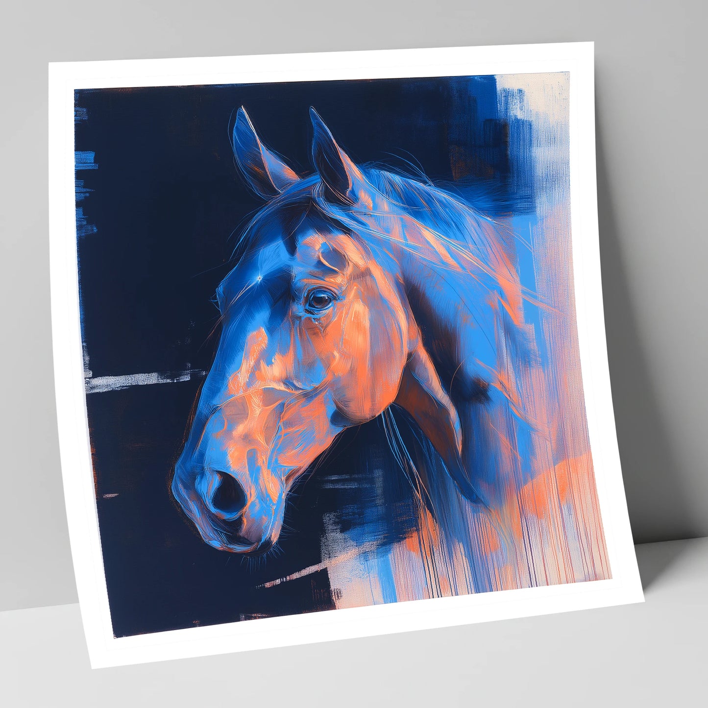 Cobalt and Copper Gaze horse portrait art print