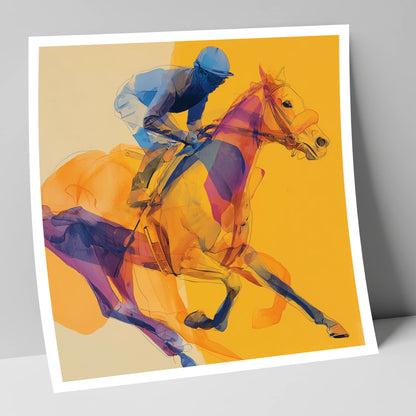 Cobalt Racing Stride racing horse art print
