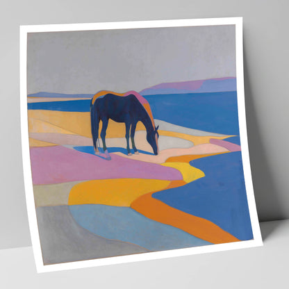 Vivid Equine Horizon horse landscape art print