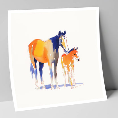 Sunlit Bond mare & foal art print