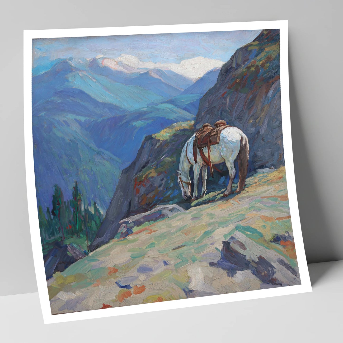 Alpine Trail Halt horse landscape art print