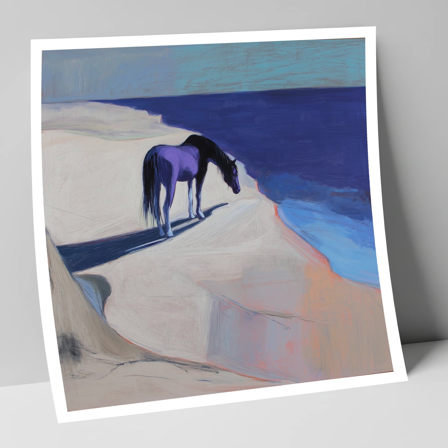 Indigo Coastal Solitude horse landscape art print