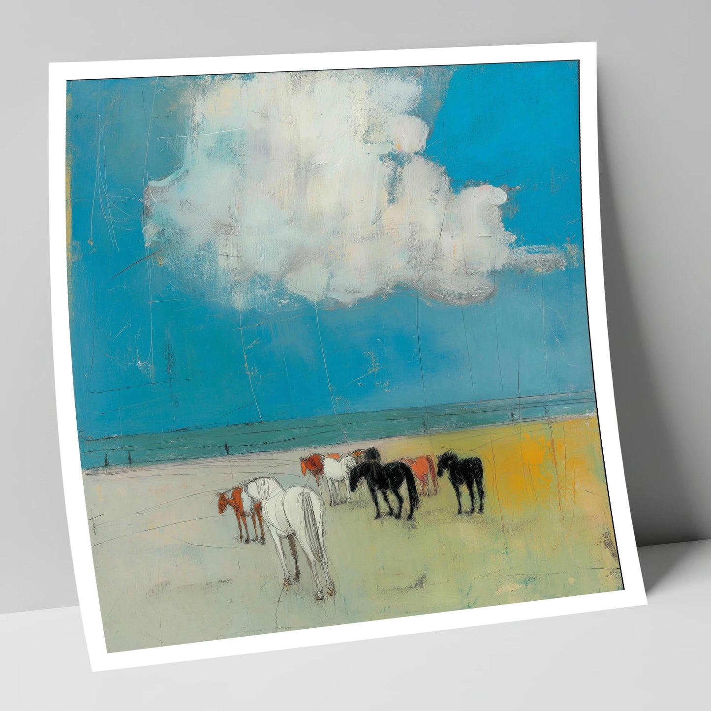 Turquoise Horizon Herd horse landscape art print