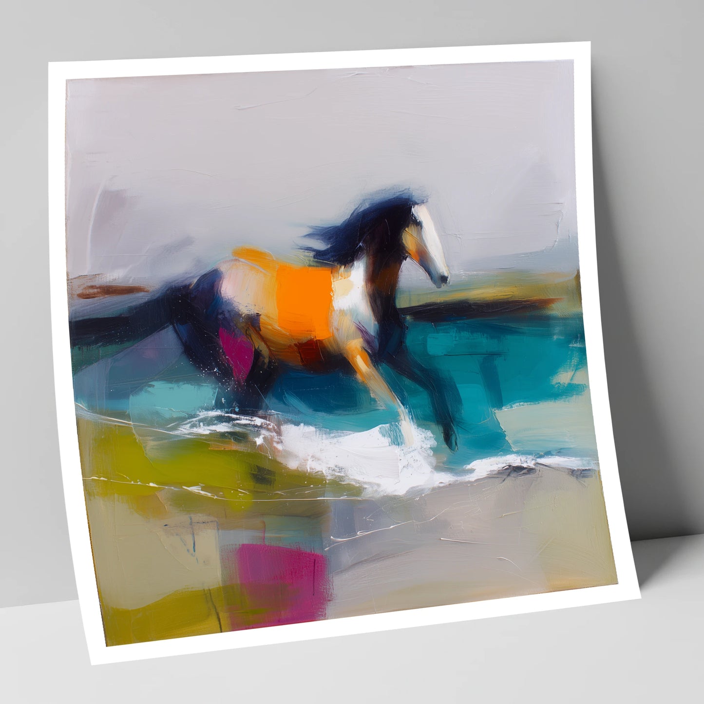 Vibrant Coastal Canter beach horse art print