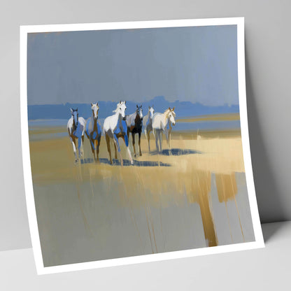 Blue Horizon Herd wild horses art print