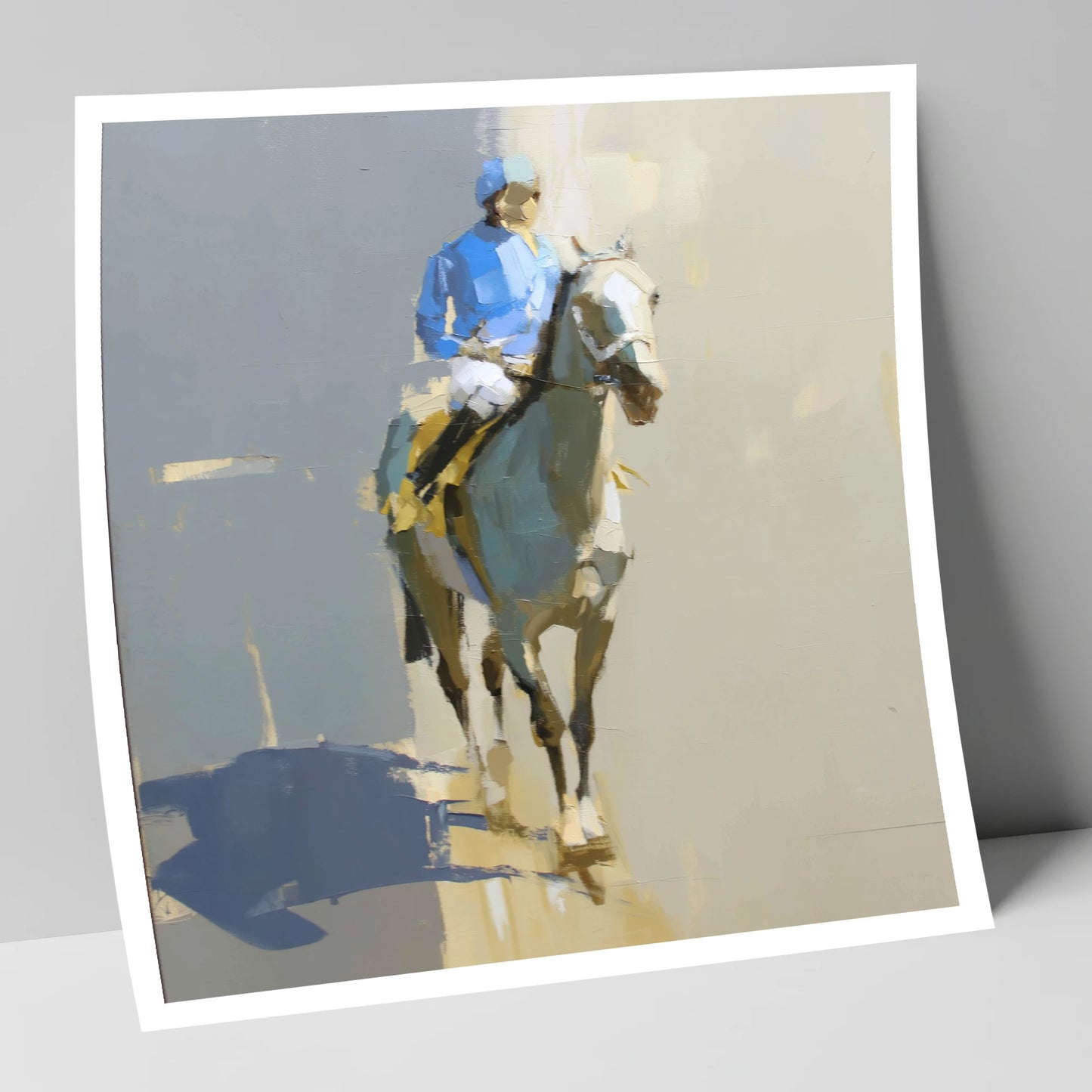 Blue Silks and Shadows racing horse art print