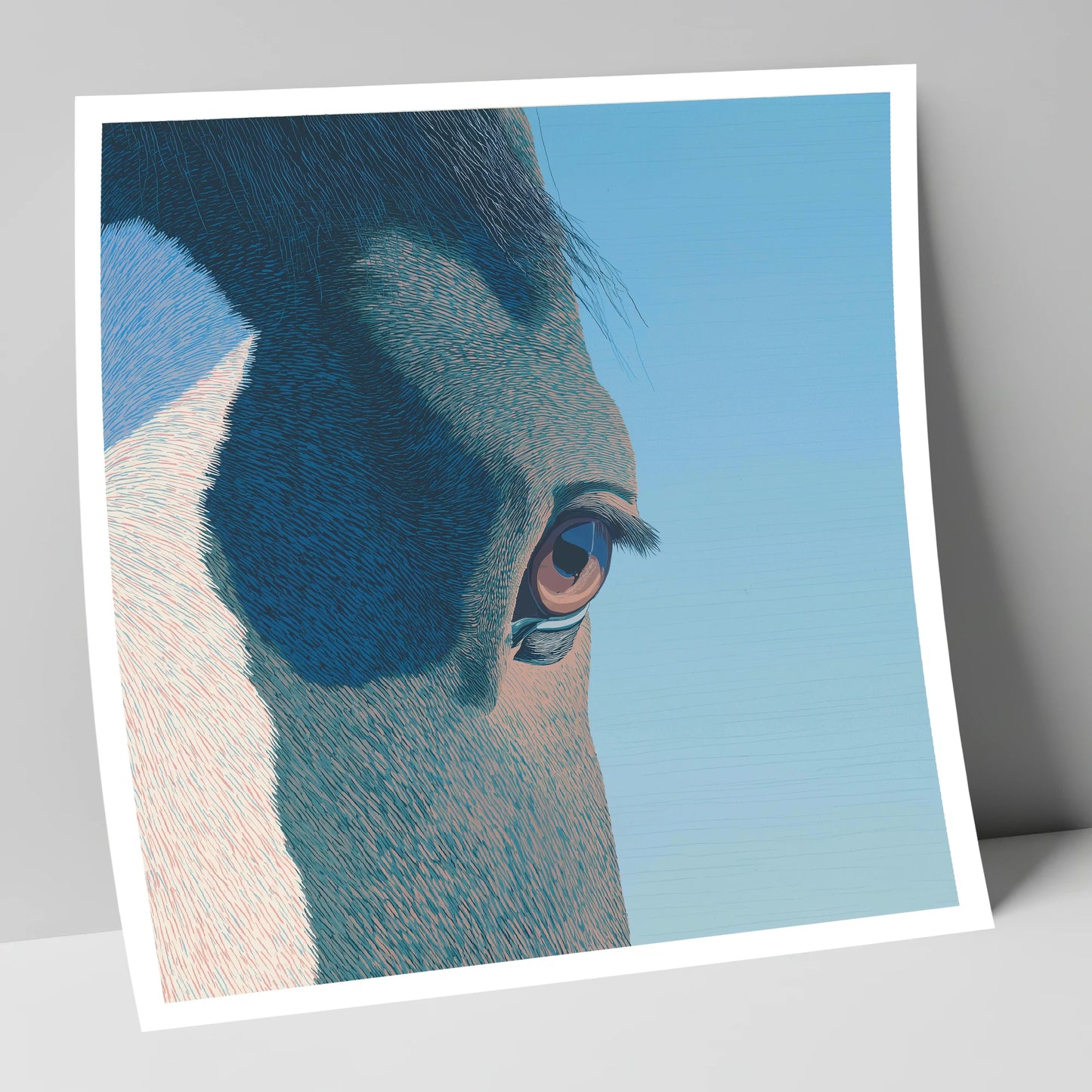Stillness in Blue horse portrait art print