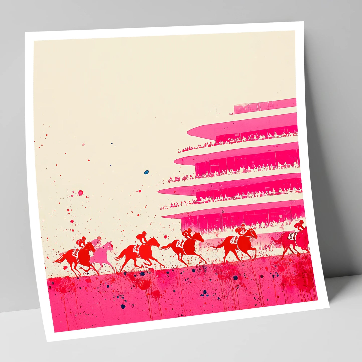 Magenta Grandstand Sprint racing horse art print