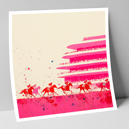 Magenta Grandstand Sprint racing horse art print