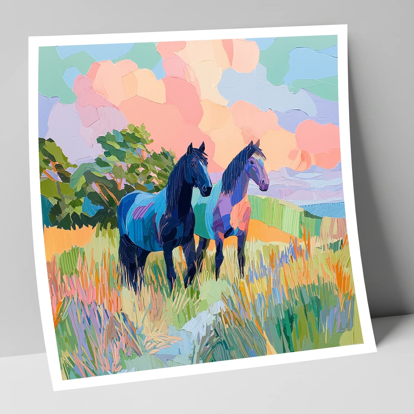Pastures in Pastel horse landscape art print