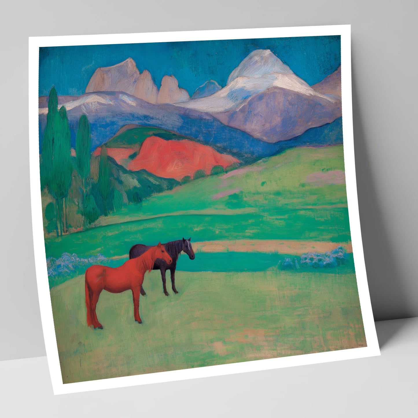 Crimson Mountain Companions horse landscape art print