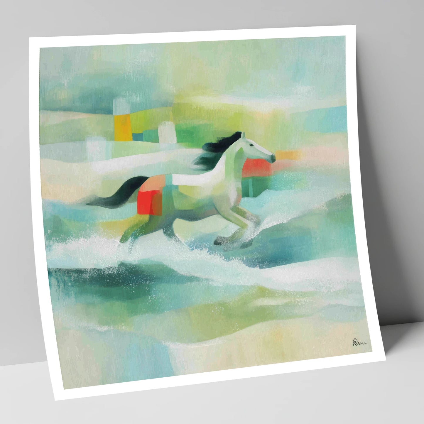 Modern Coastal Canter beach horse art print