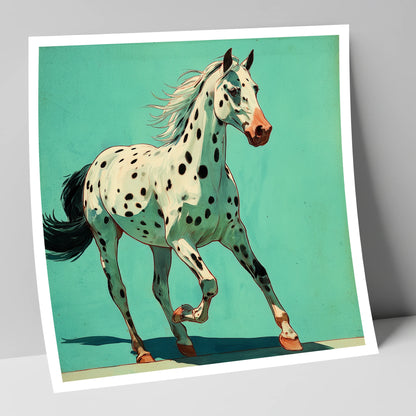 Teal Leopard Appaloosa horse breed art print