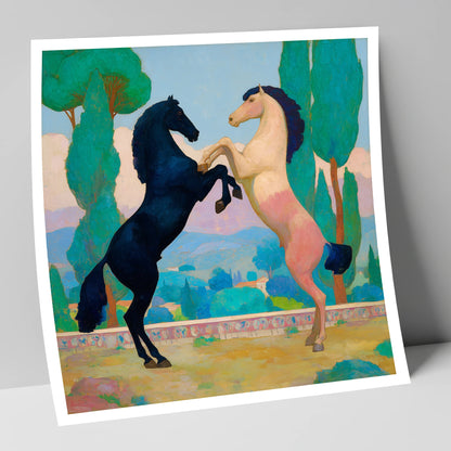 Azure and Rose Dance wild horses art print