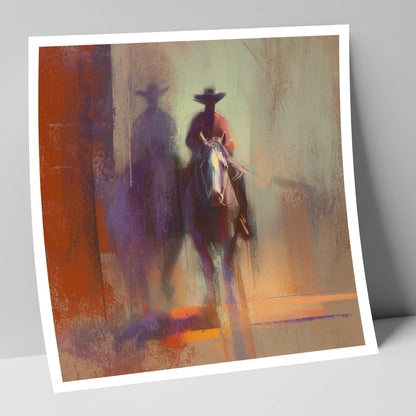 Rider in the Haze western horse art print