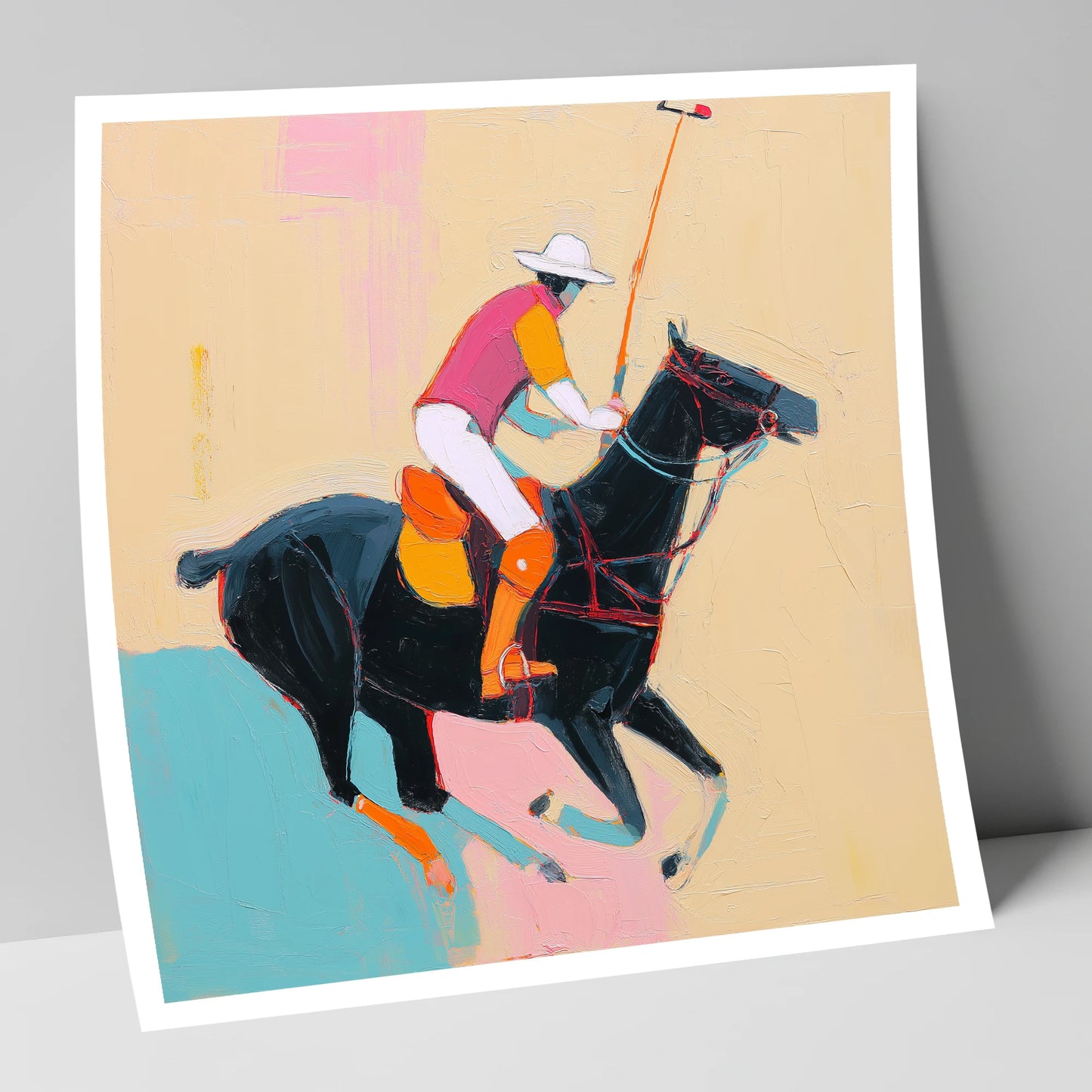 Vibrant Polo Strike polo horse art print