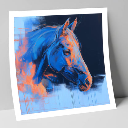 Expressive Cobalt Profile horse portrait art print