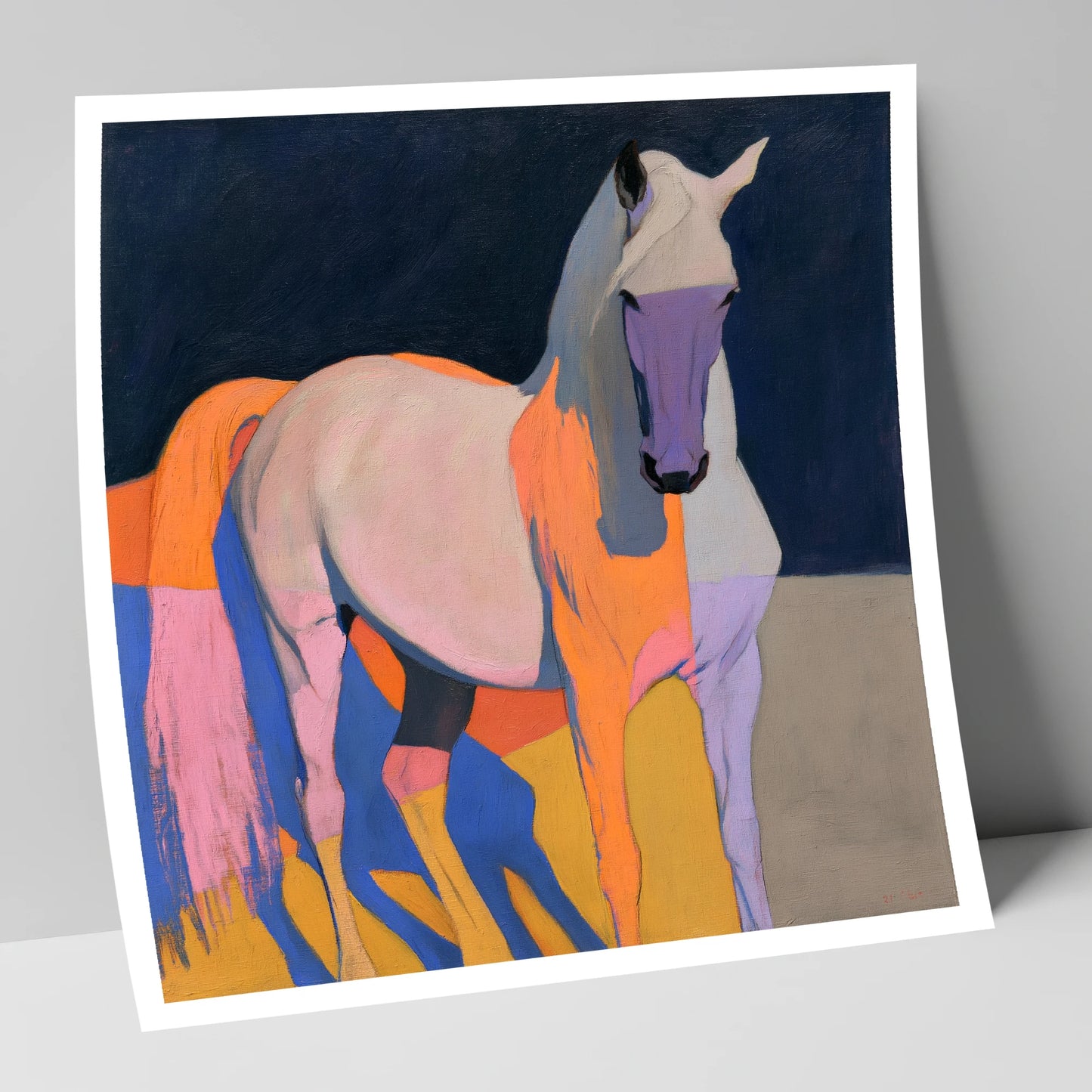 Colourful Abstract Grey Horse horse breed art print