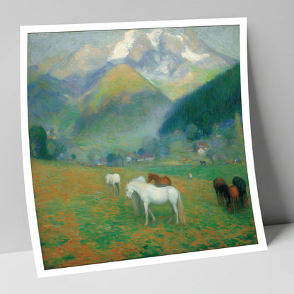 Luminous Mountain Pastures horse landscape art print