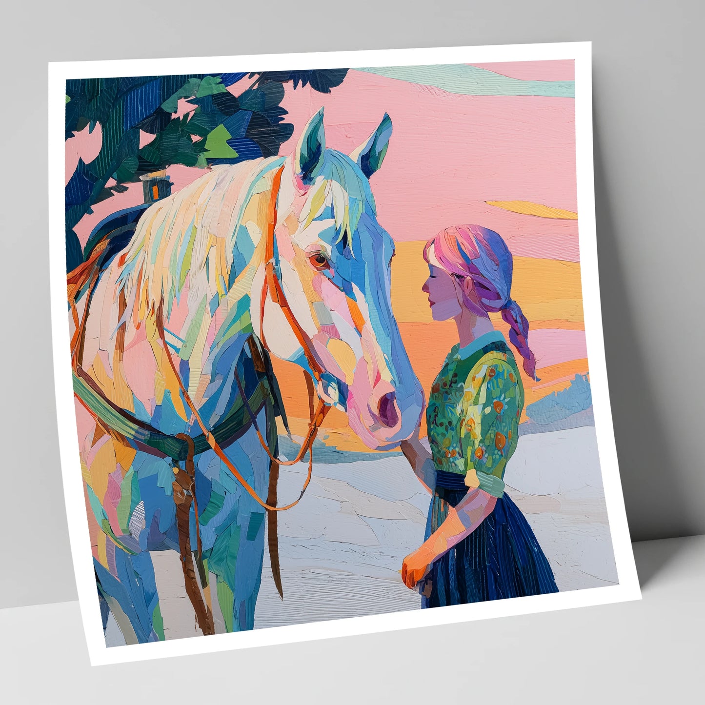 Vibrant Sunset Connection horse & rider art print