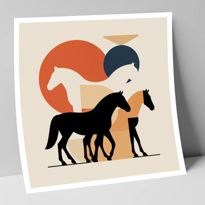 Mid-Century Equine Form wild horses art print