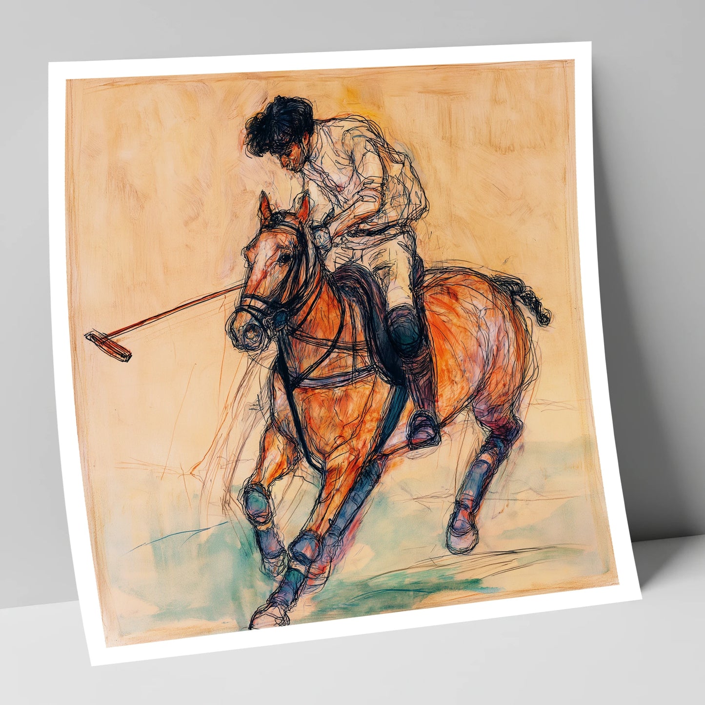 Heat of the Chukka polo horse art print