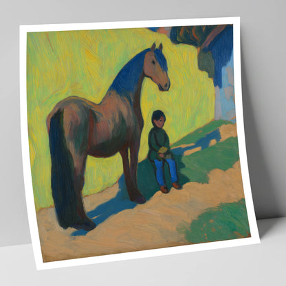 Sunlit Companionship horse & rider art print
