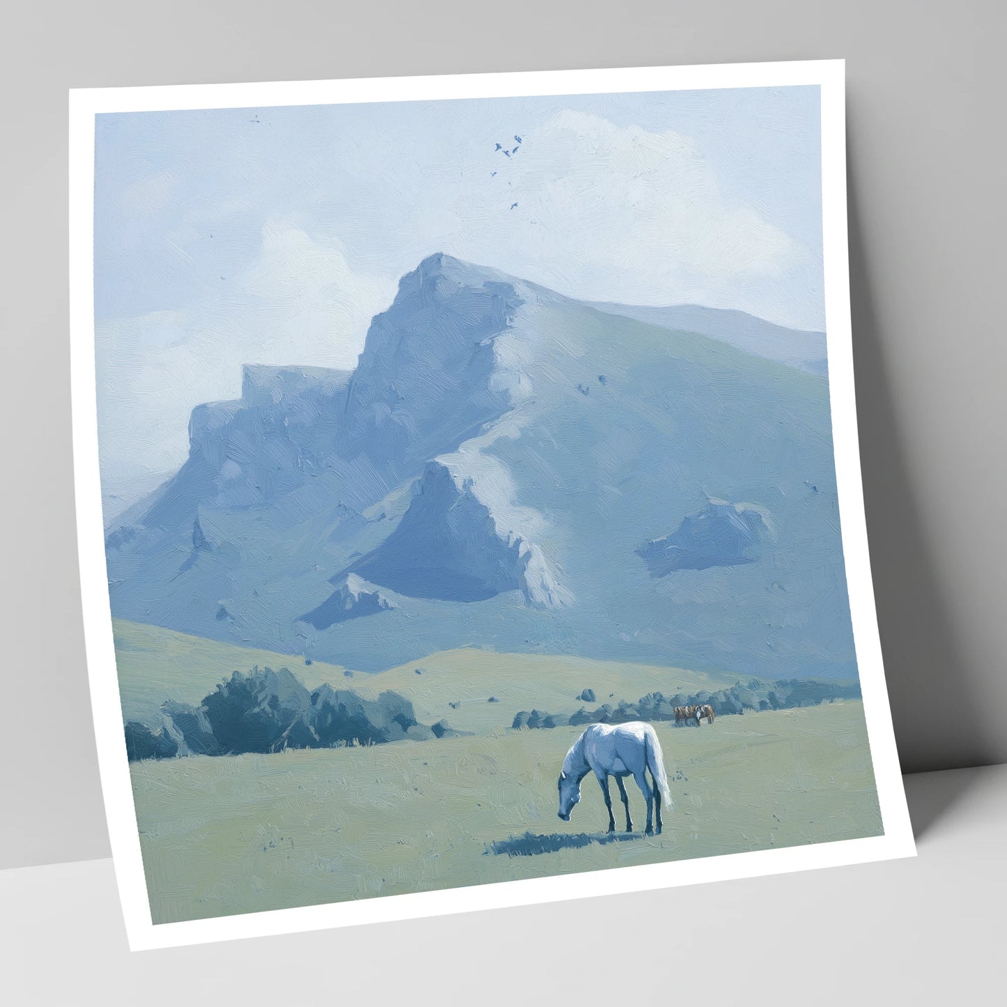 Beneath the Blue Peaks horse landscape art print