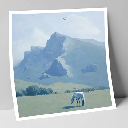 Beneath the Blue Peaks horse landscape art print