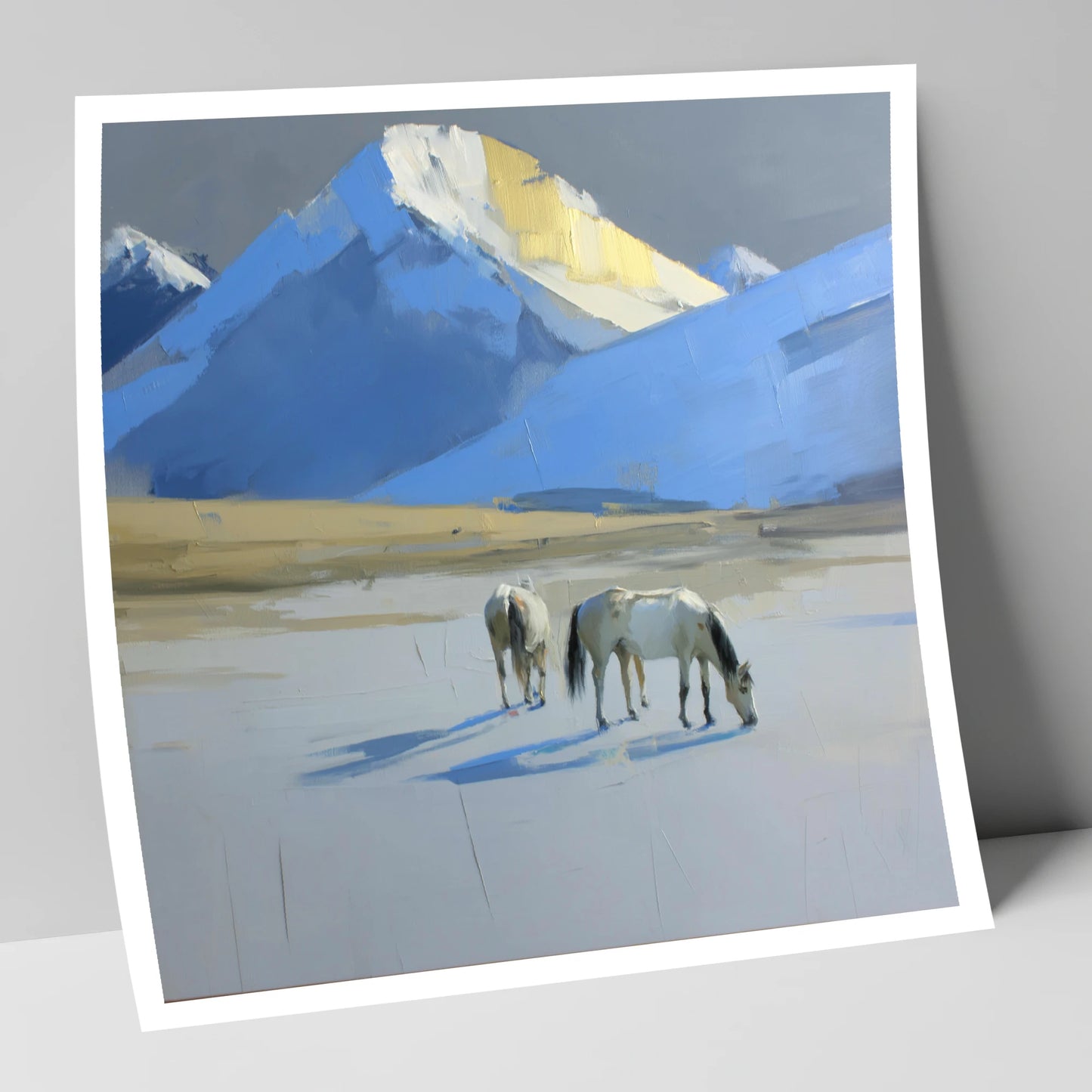 Golden Peak Grazing horse landscape art print