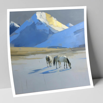 Golden Peak Grazing horse landscape art print